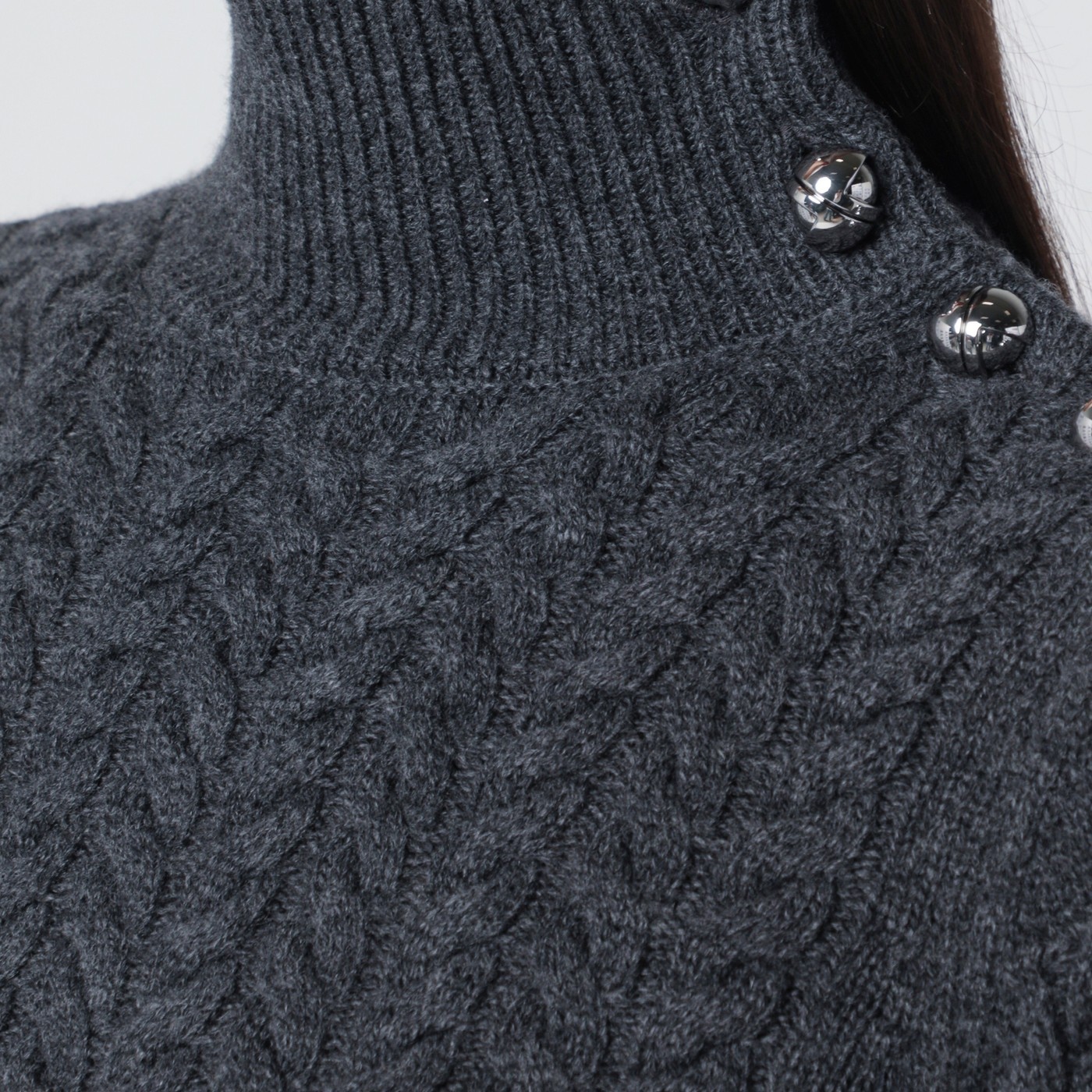 Patou Wool Cashmere Sweater Shoulder Button Detail In Black