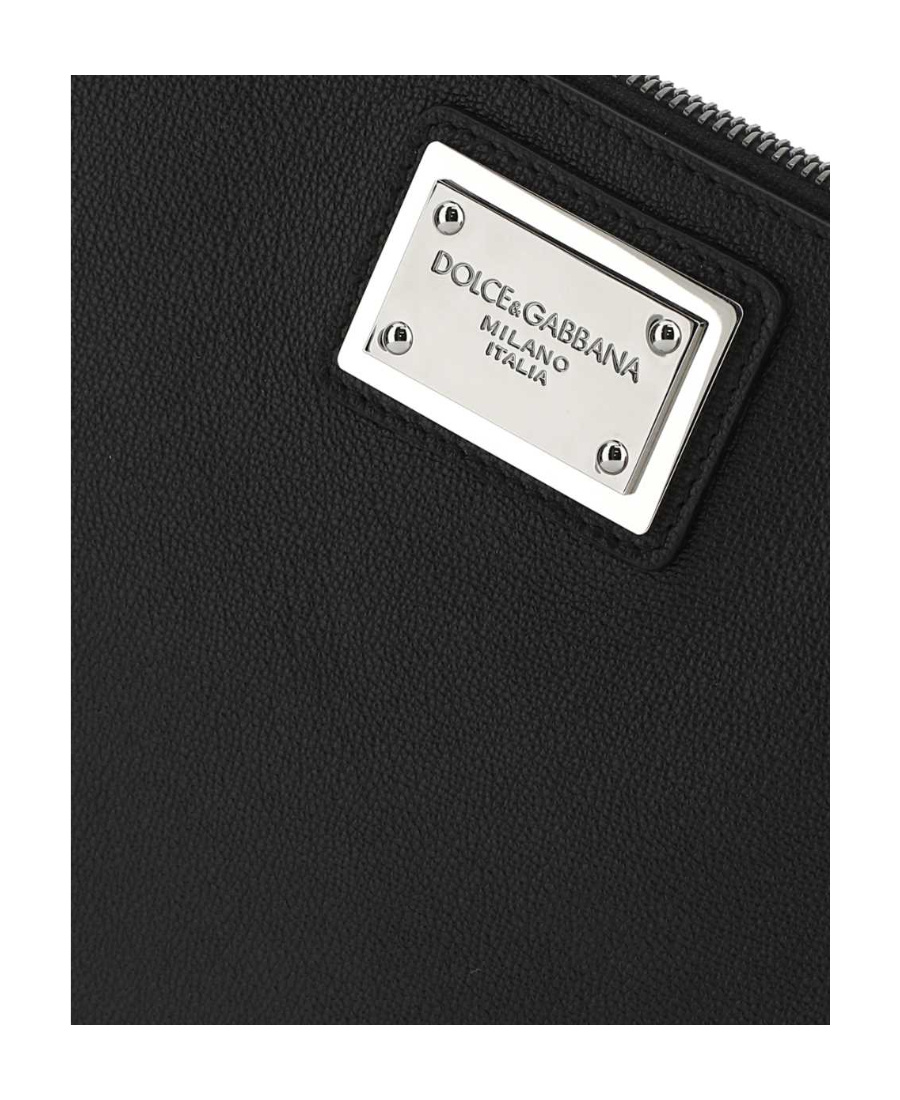 Dolce & Gabbana Logo-plaque Clutch Bag In Black