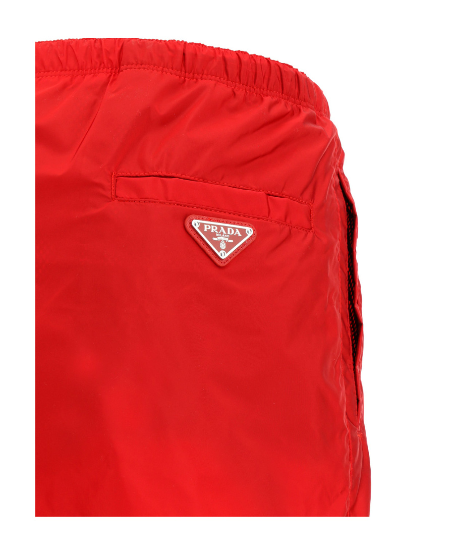 Prada Logo-print Swim Shorts In Red