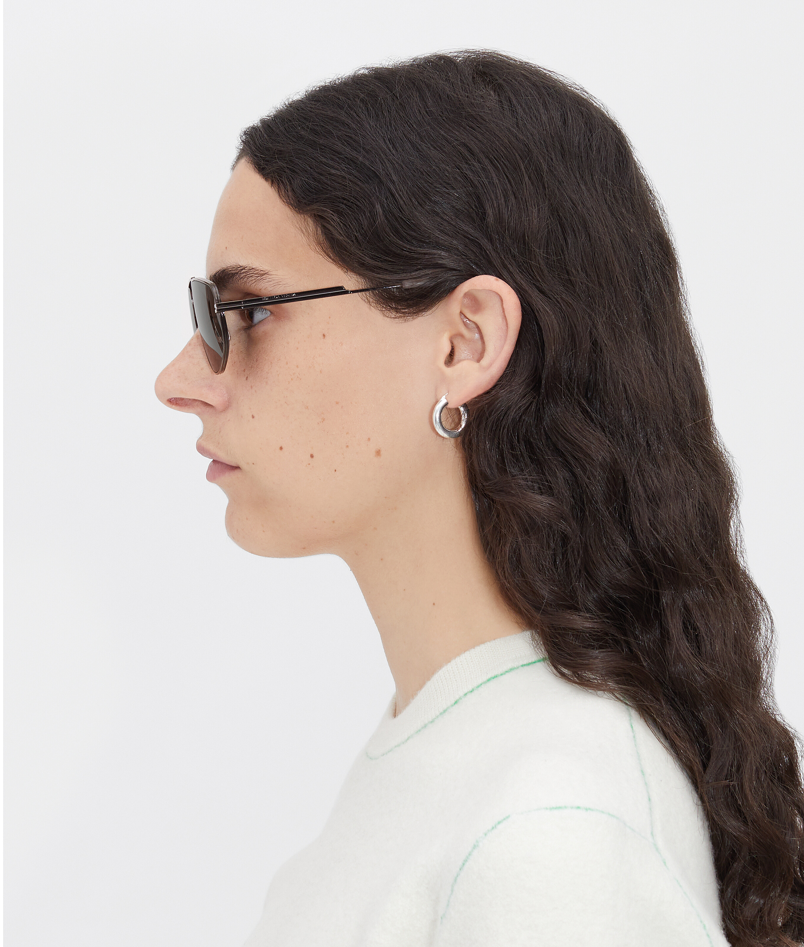 Bottega Veneta Slim Aviator Sunglasses In Black