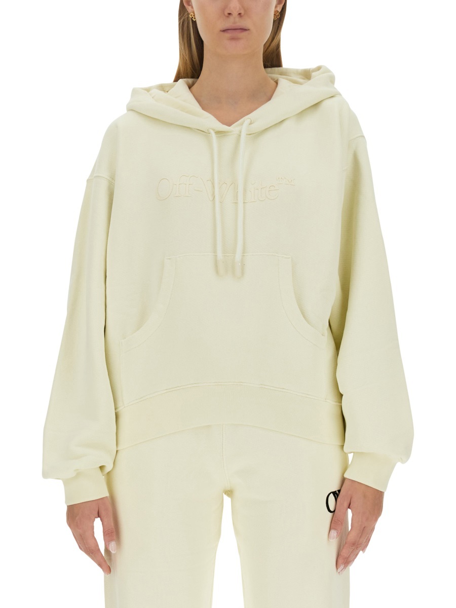 Off-white Crystal-embellished Cotton Hoodie In White