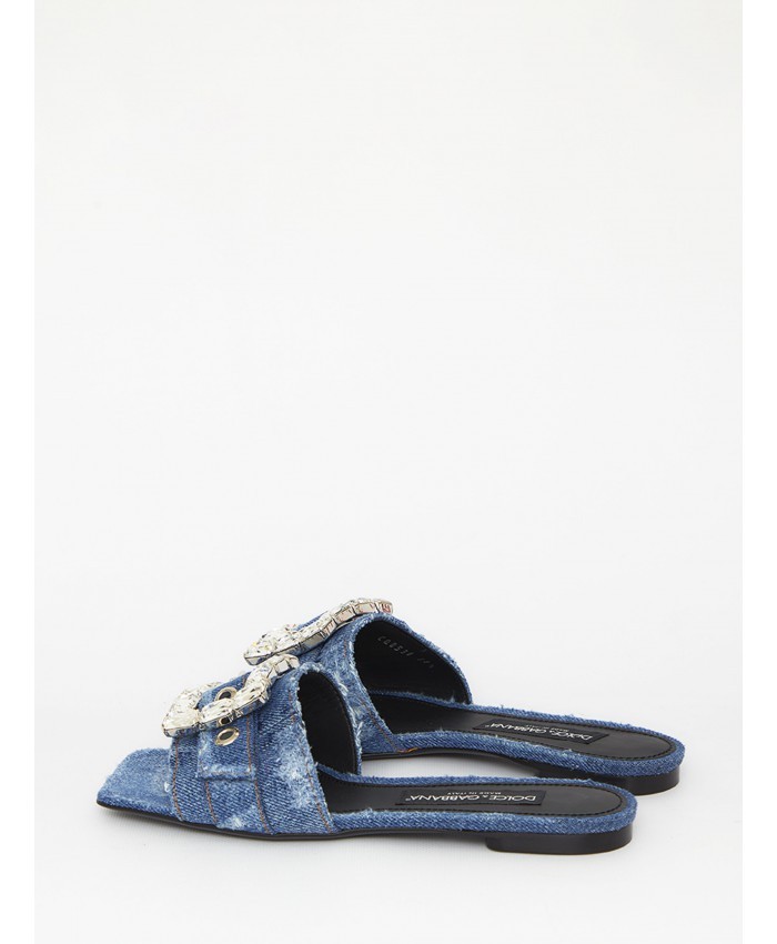 Dolce & Gabbana Buckle-detail Slides In Blue