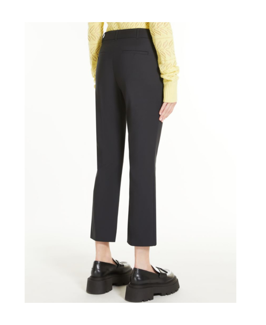 Sportmax Wool Trousers With High Waist And Zipped Slits In Black