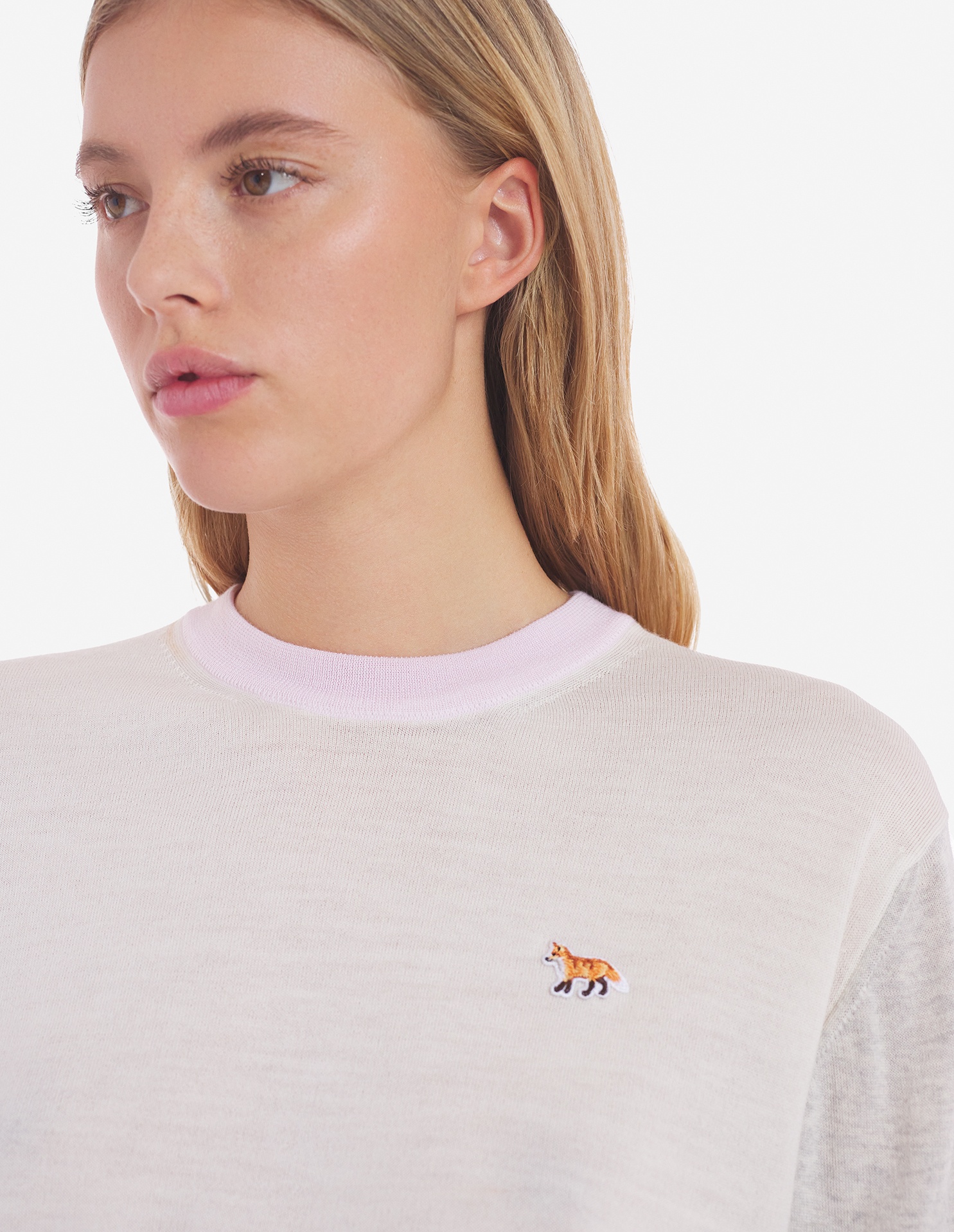 Maison Kitsuné Little Fox Collage Wool Sweater In White