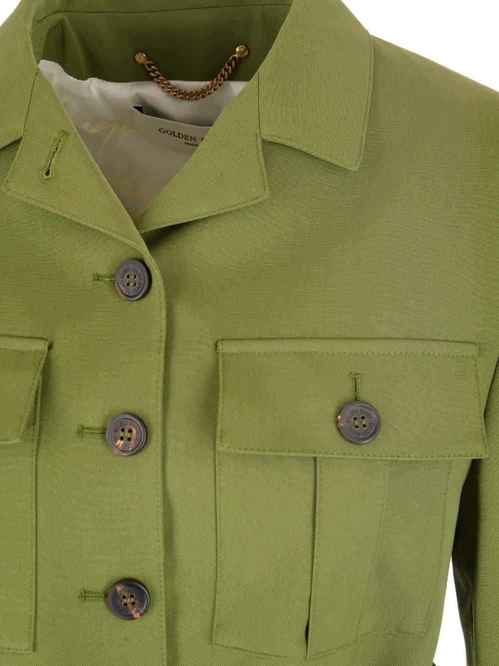 Golden Goose Journey Belted Blazer In Green