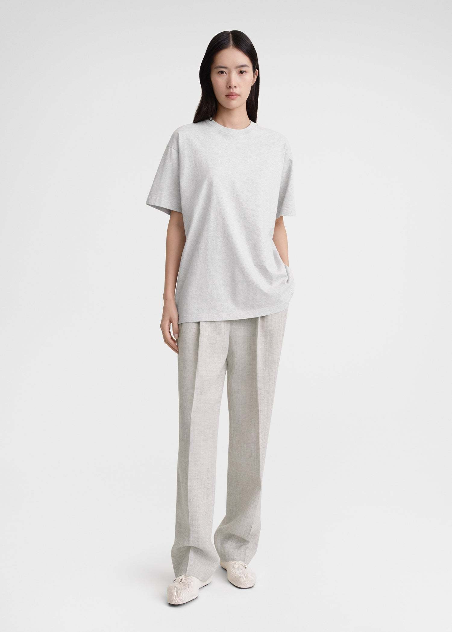 Totême Mélange-effect T-shirt In White
