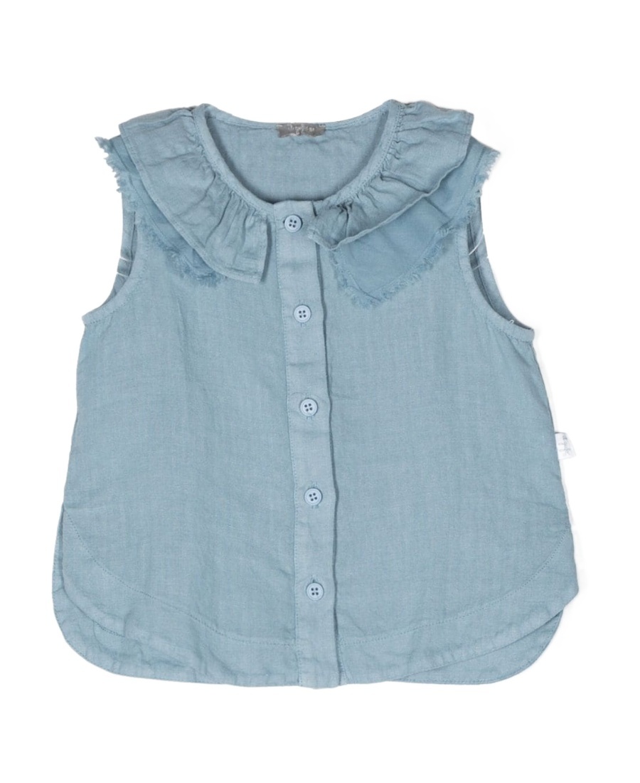 Il Gufo Fringed Sleeveless Blouse In Blue