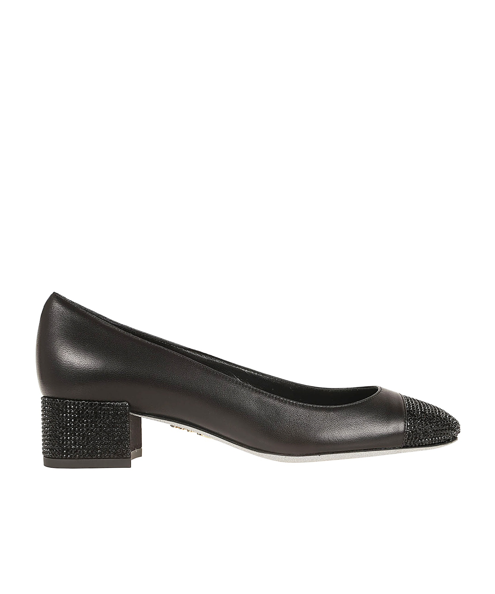 René Caovilla Embellished Closed Toe Block Heel Pumps In Black