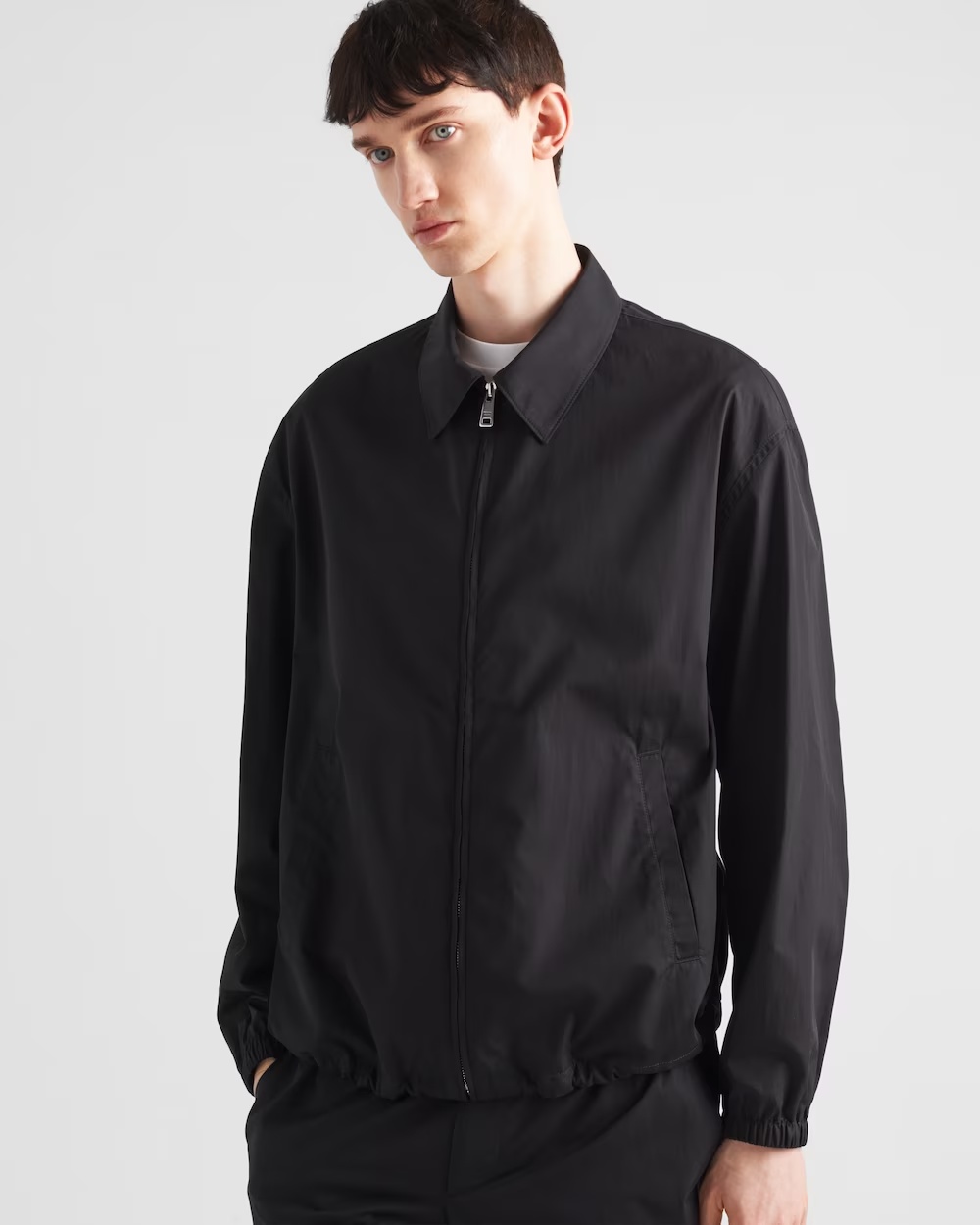 Prada Wool Blouson Jacket In Black