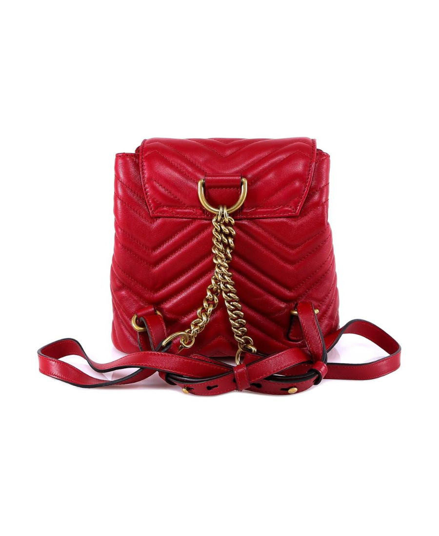 Gucci Red Marmont Quilted Leather Backpack In Red