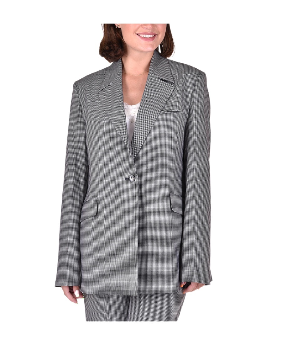 Nanushka Puppytooth Oversized Blazer In Gray