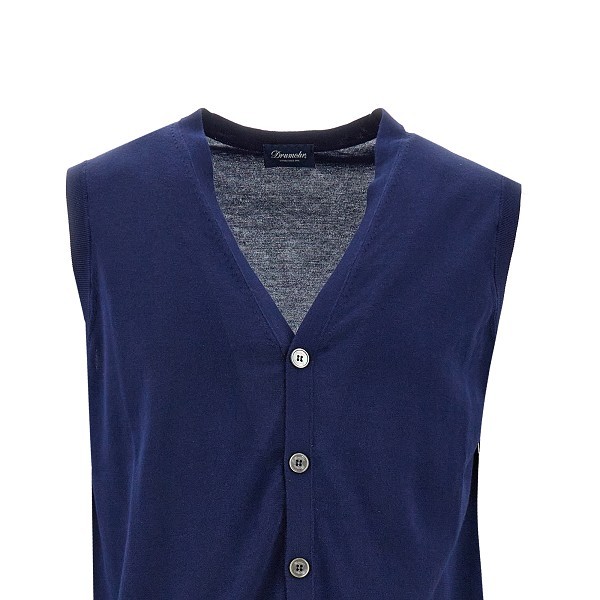 Drumohr V-neck Sleeveless Vest In Blue