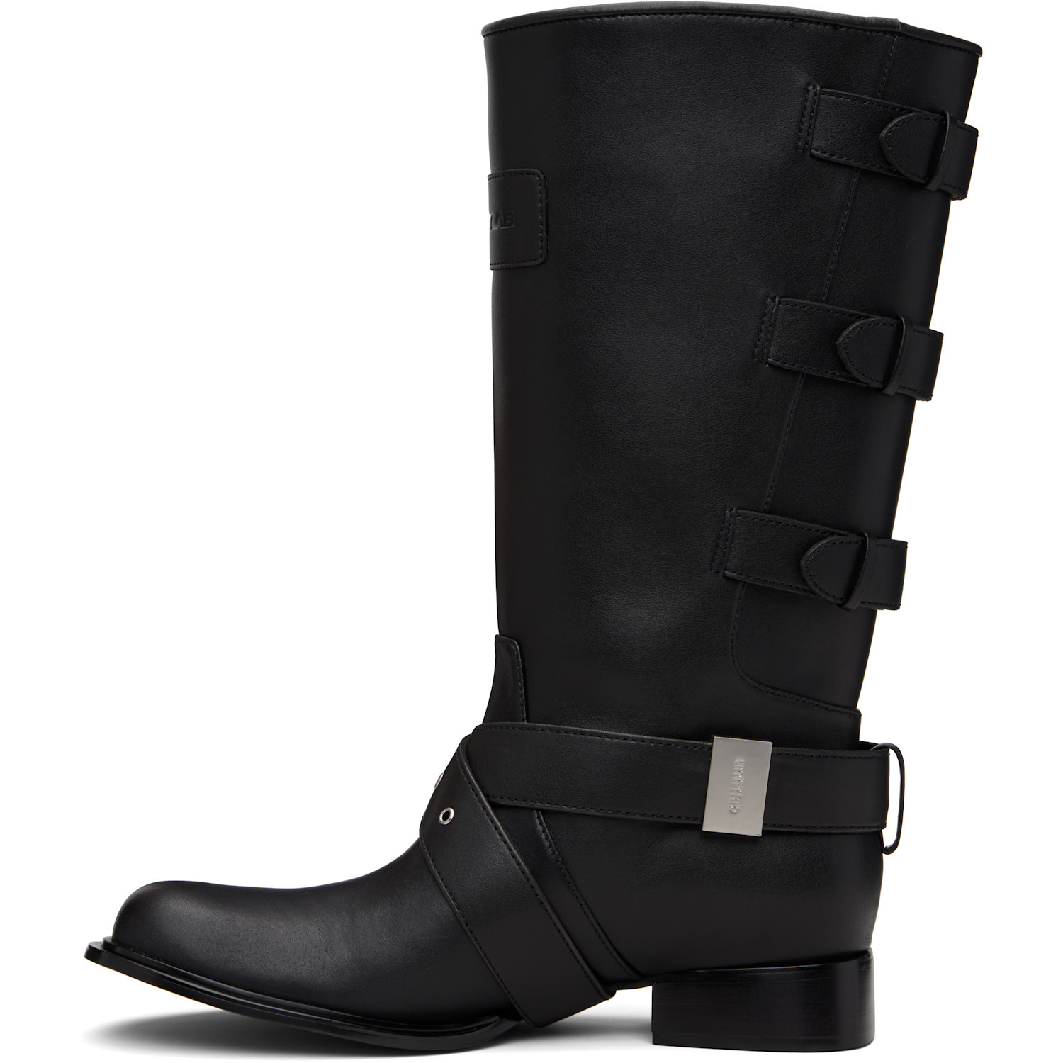 Untitlab Black Buckle Medium Boots In Black