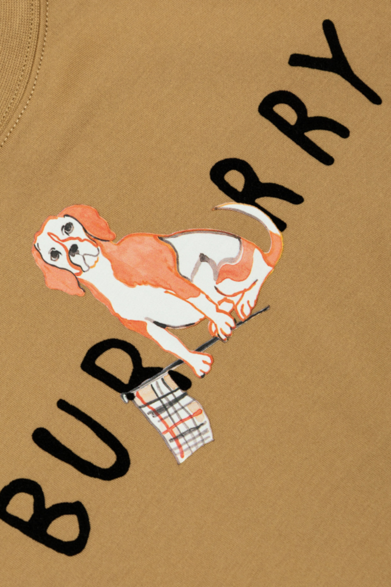 Burberry T-shirt With Colorful Print In Brown