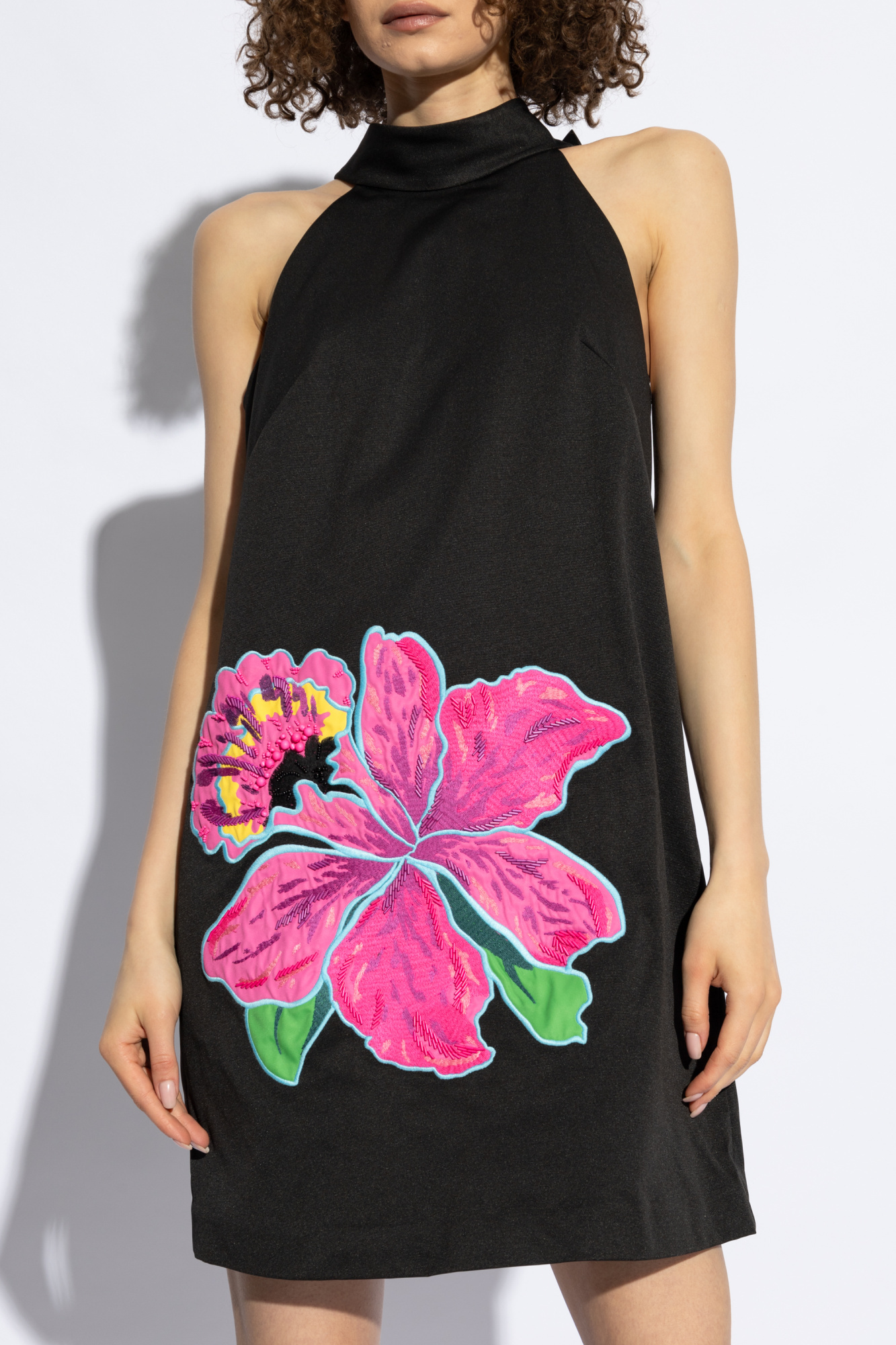 Shop Kate Spade Floral-print Mini Dress In Black