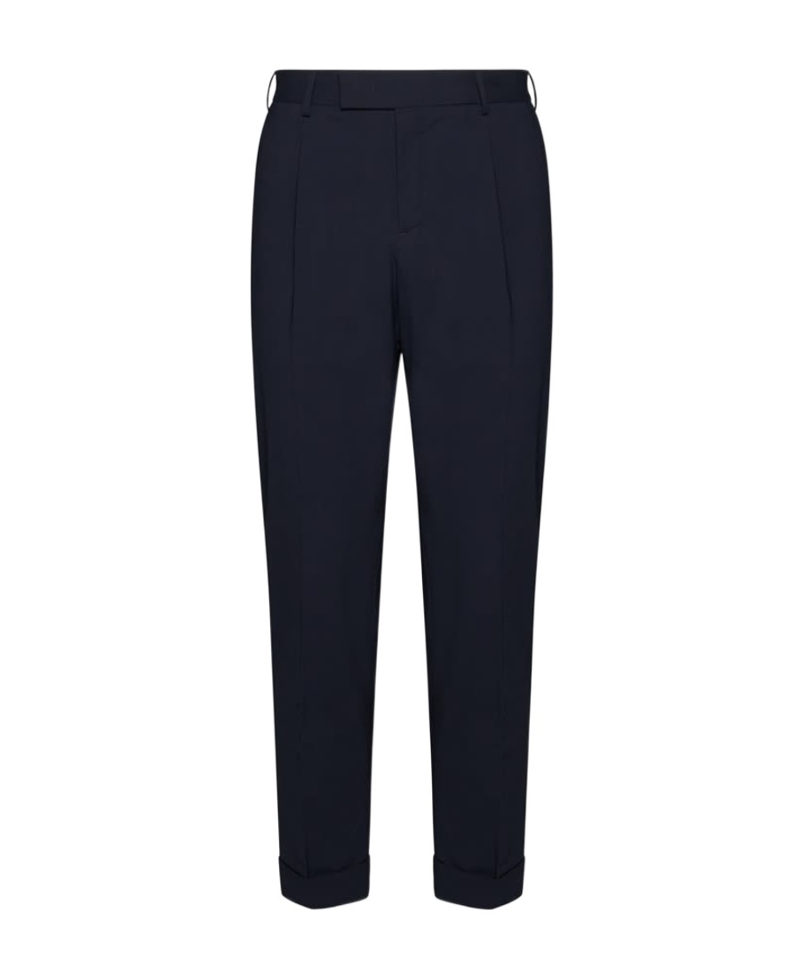 Pt Torino Mid-rise Tailored Trousers With Pleats And Buttoned Pockets In Black