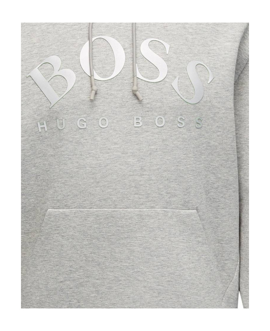 Shop Hugo Boss Logo Hooded Sweater In Gray