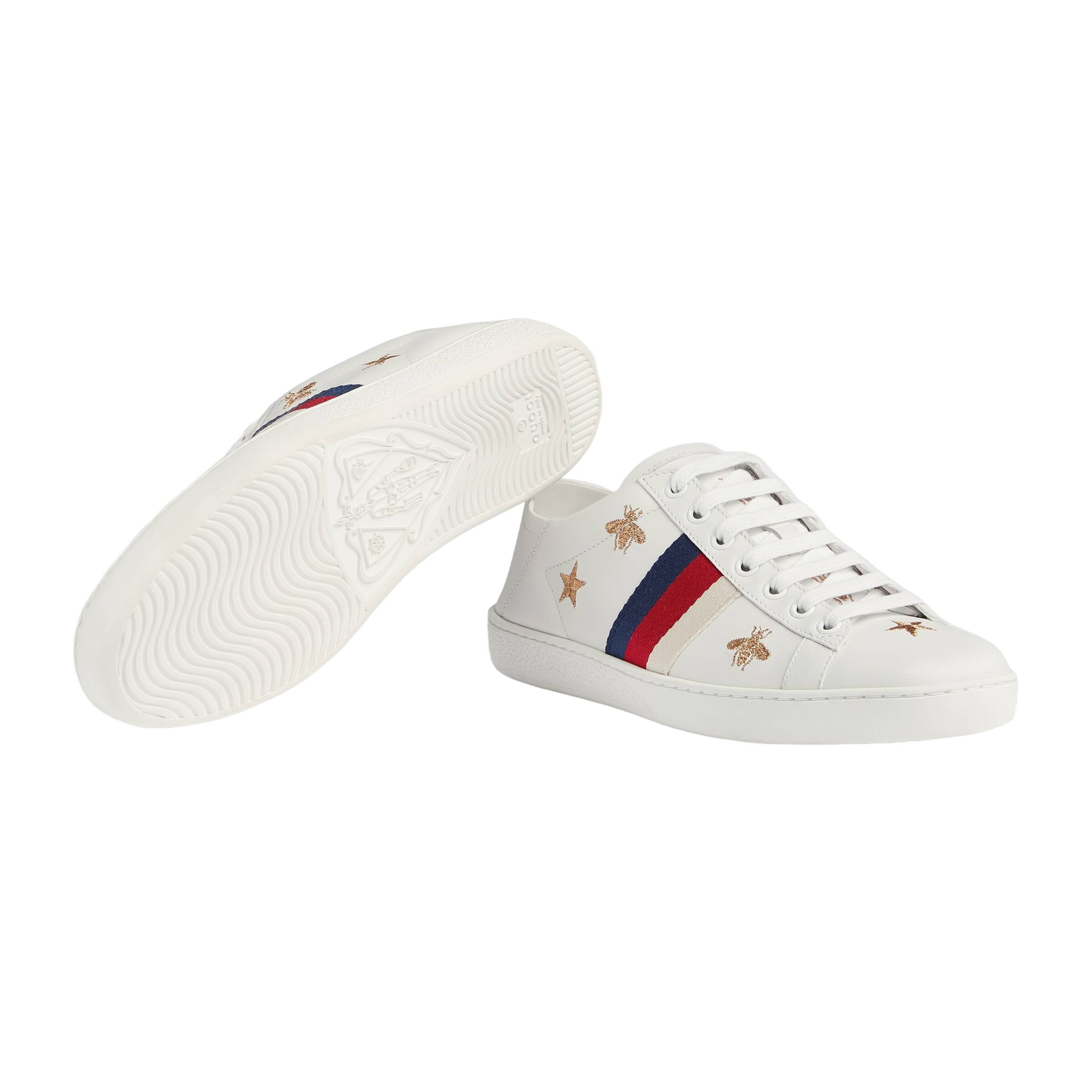Shop Gucci Ace Sneaker With Bees And Stars In White