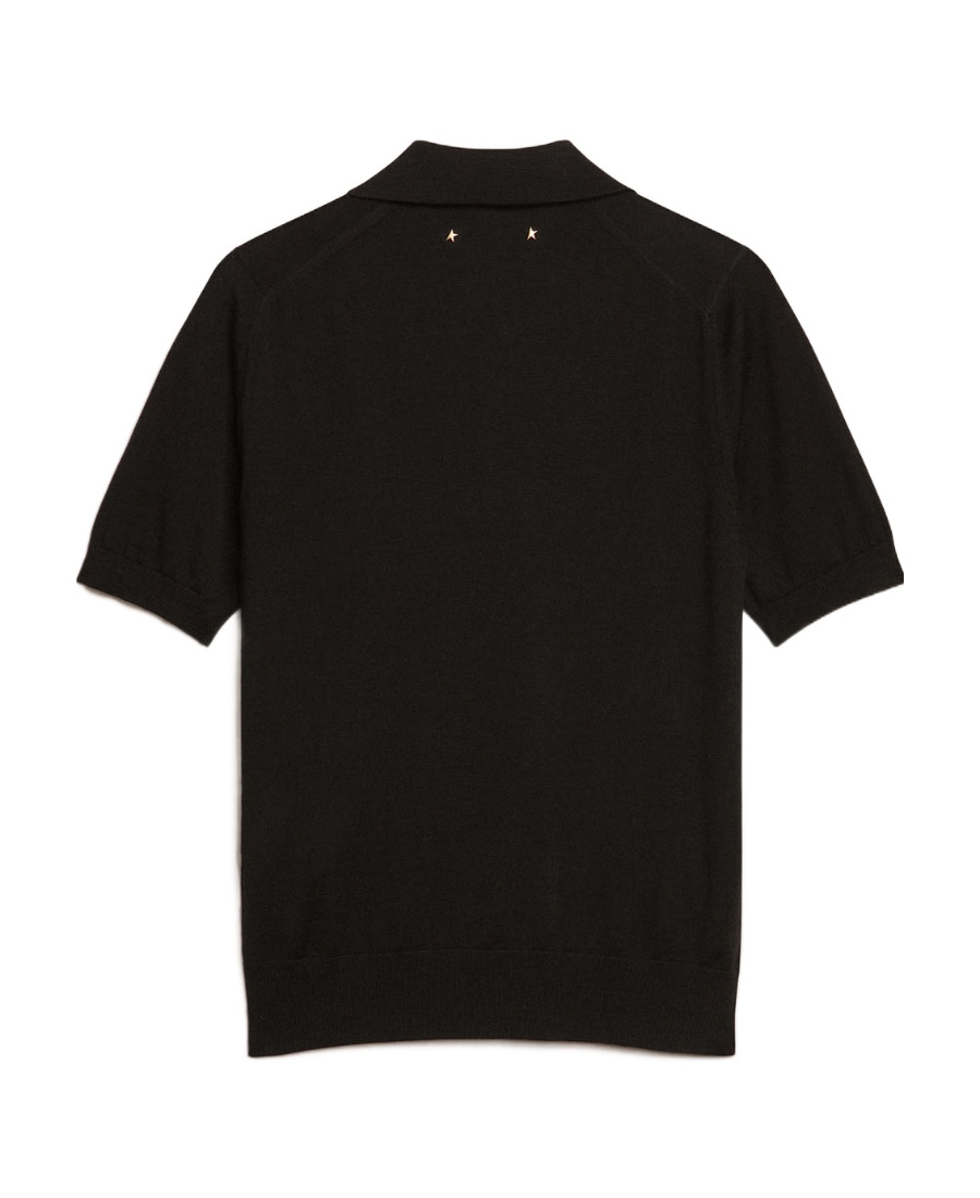 Shop Golden Goose Womens Polo Shirt In Black Merino Wool