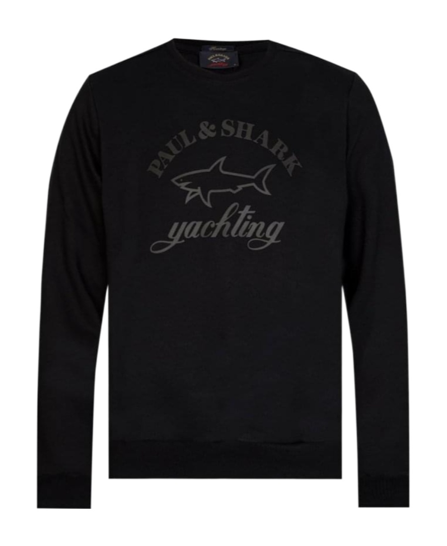 Paul & Shark Long-sleeved Round-neck Sweater In Black
