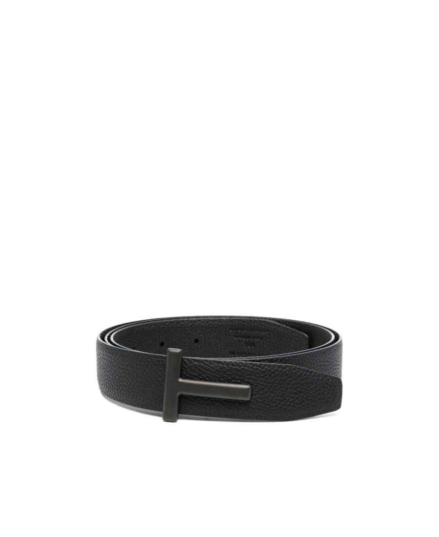 Tom Ford Mens Black Reversible Brand-plaque Leather Belt In Black
