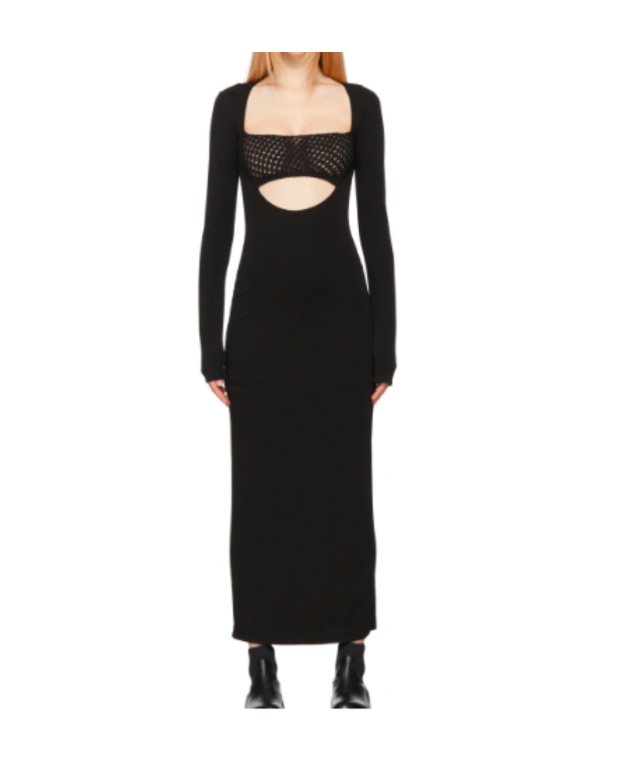 Alyx Bandeau-panel Macramé Knit Dress In Black