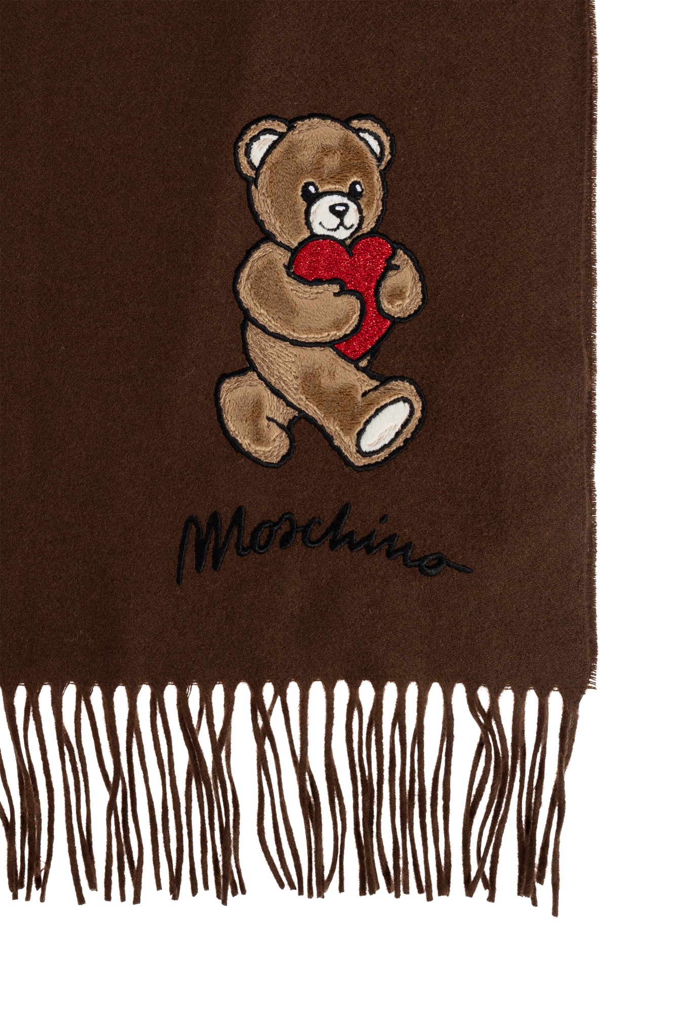 Moschino Fringed Scarf In Brown