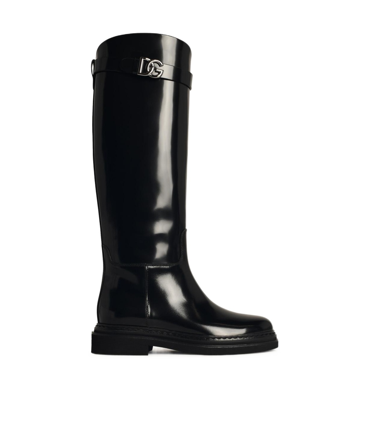 Dolce & Gabbana Black Shiny Leather Boots In Black