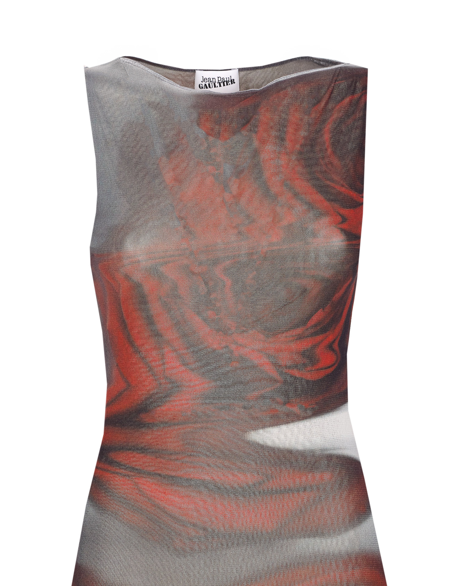 Jean Paul Gaultier Boat Neck Blurry Roses Printed Sleeveless Dress In Multi