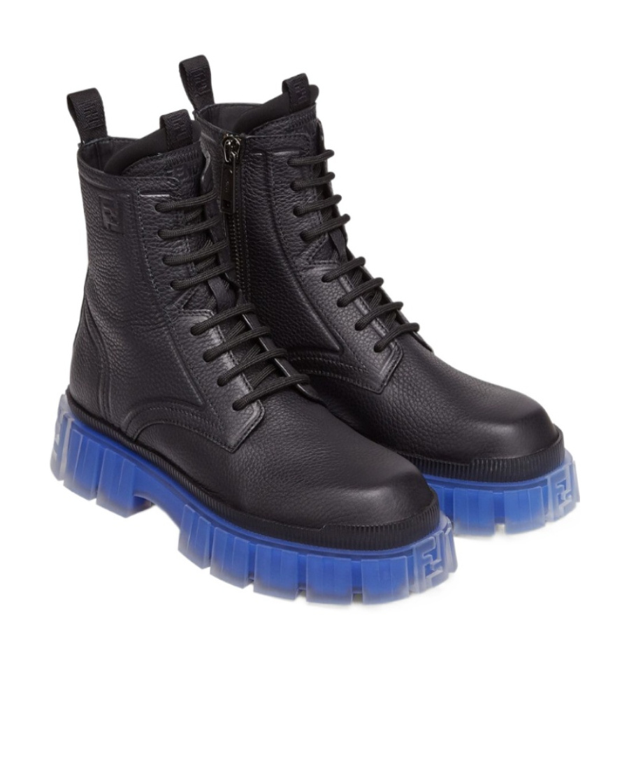Fendi Ff Debossed-logo Ankle Boots In Black