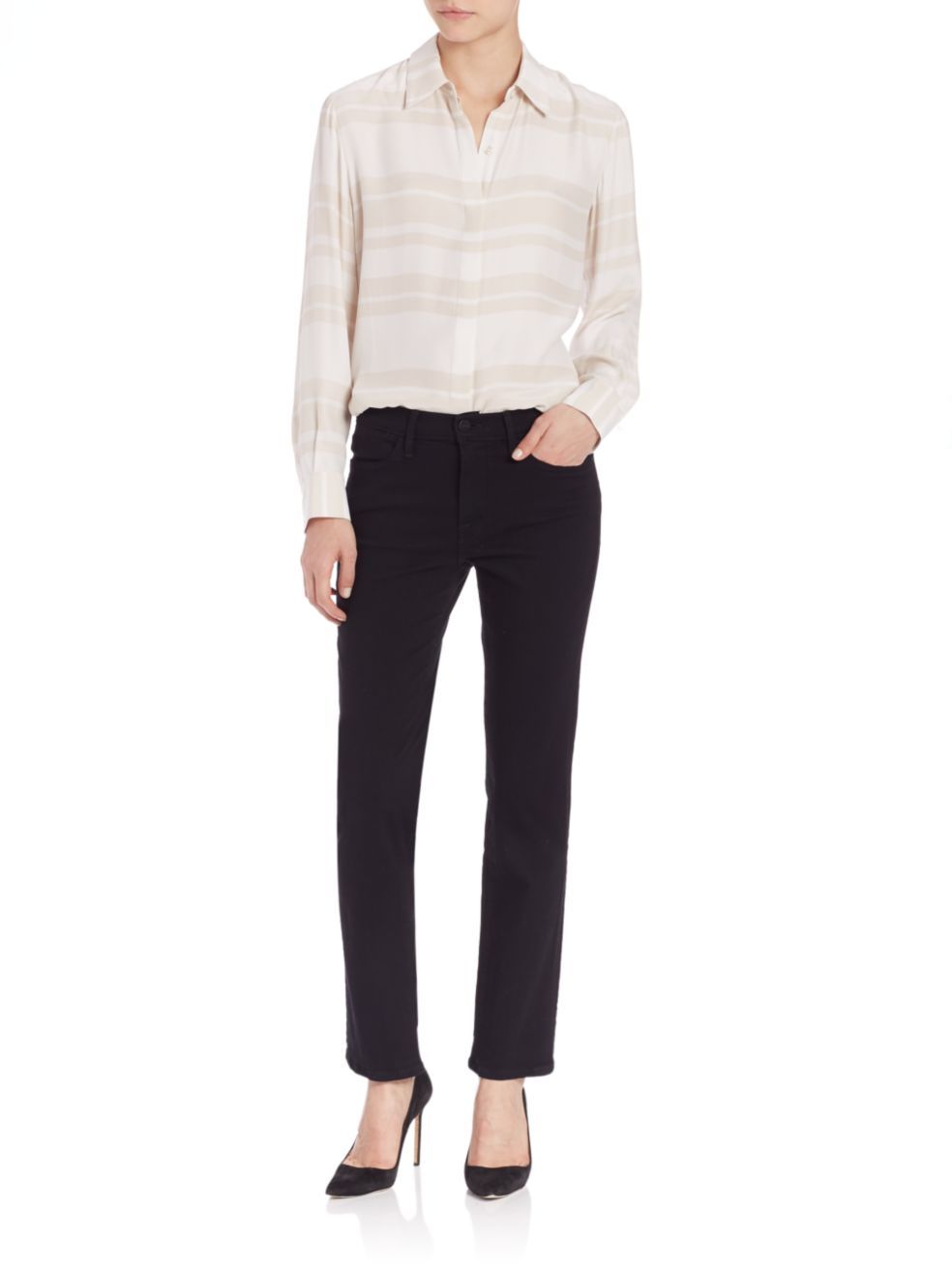 Frame Le High Straight Leg Jeans In Black