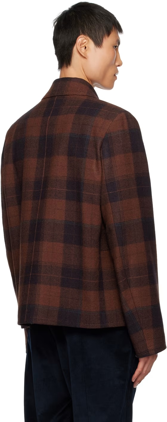 PAUL SMITH LAPEL LONG-SLEEVED PLAID COAT