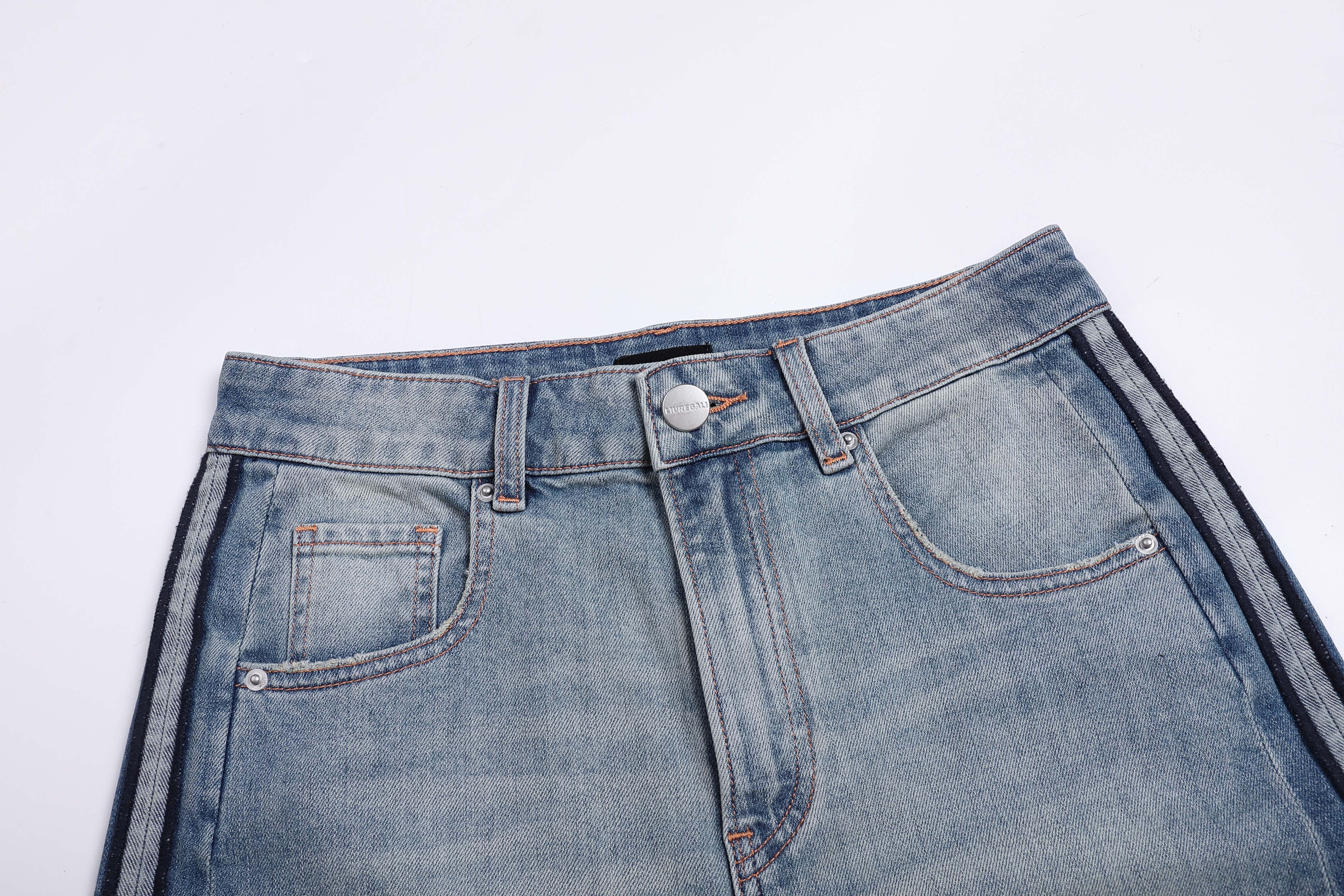 Liuregali Side Slit Jeans In Gray