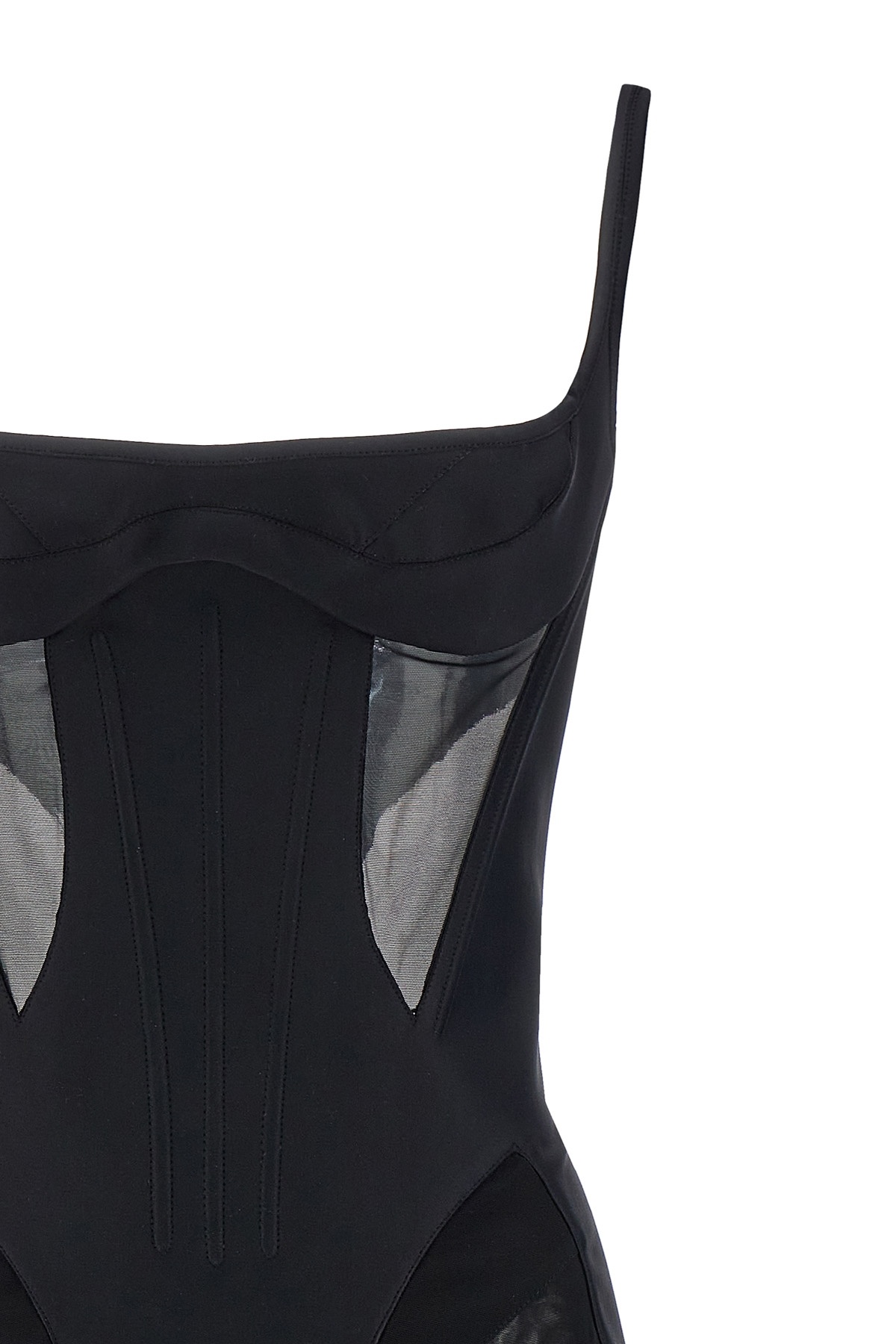Mugler Panelled-design Playsuit In Black