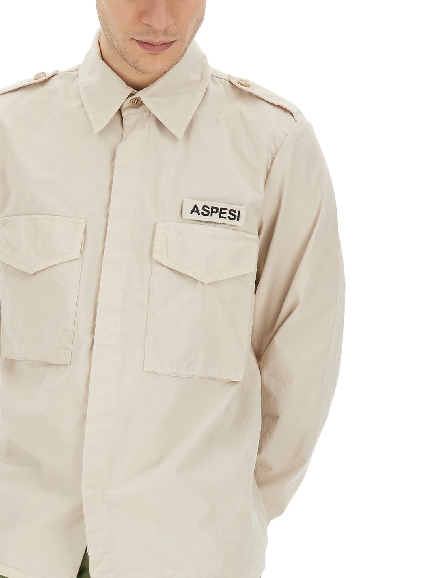 Aspesi Camicia Field Shirt In Tela Di Cotone - Naturale In White