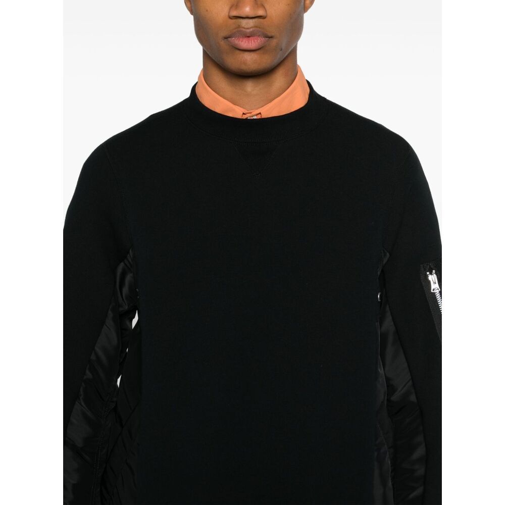 Sacai Sponge Panelled Twill Sweatshirt In Black