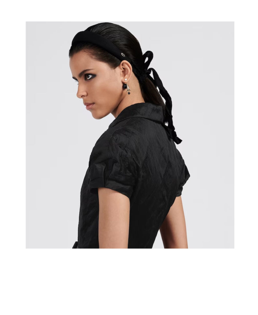 Dior Logo Tie And Hair Band In Black