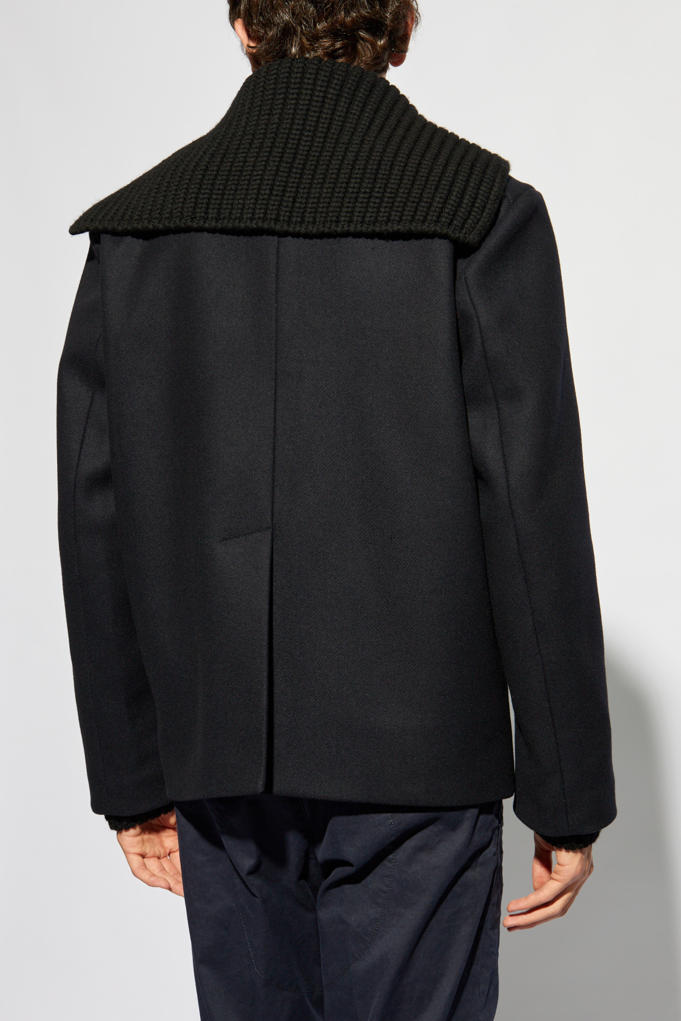 Dsquared2 Knit-panel Double-breasted Jacket In Black