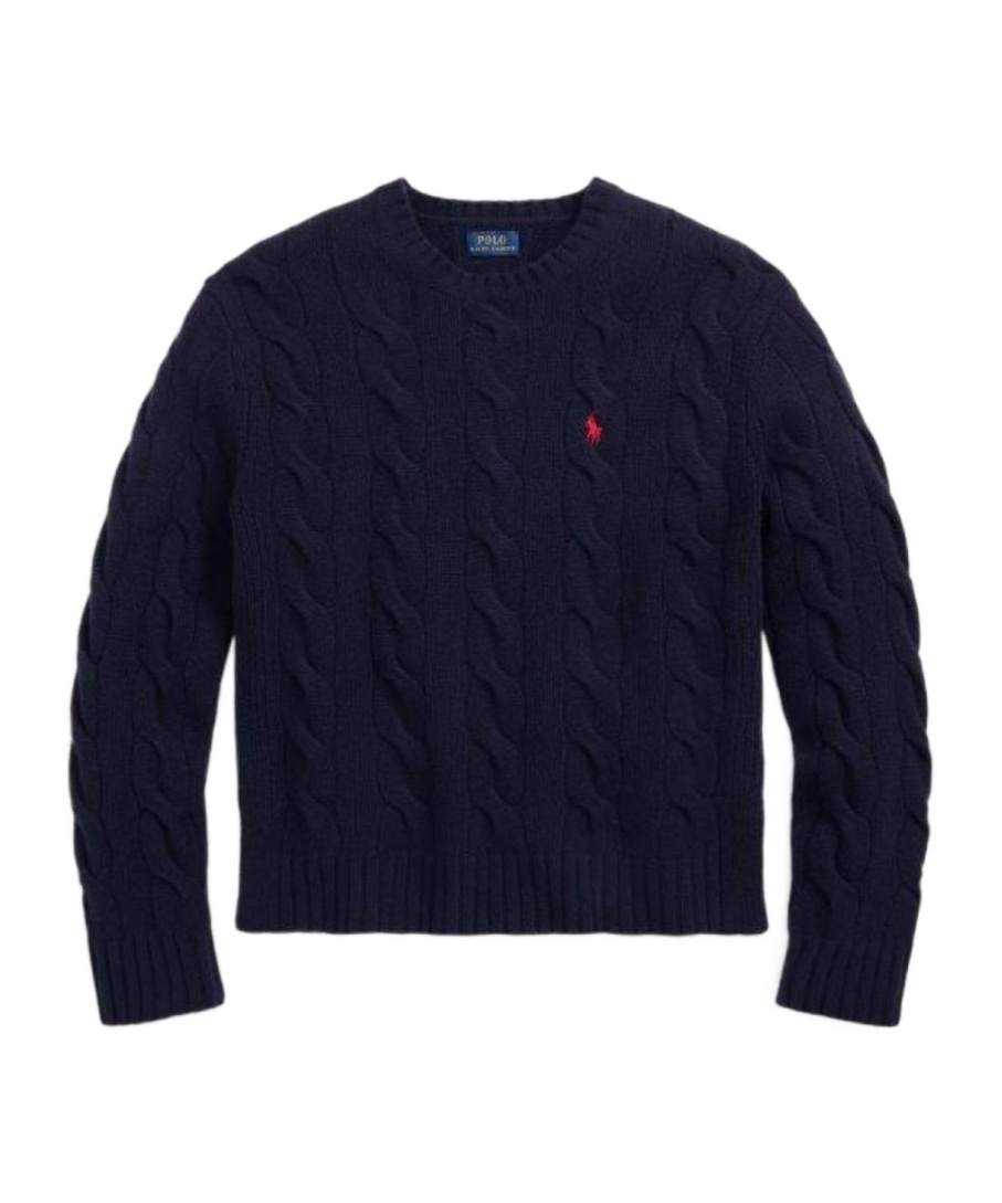 Shop Polo Ralph Lauren Pony Embroidered Cable-knitted Jumper In Black