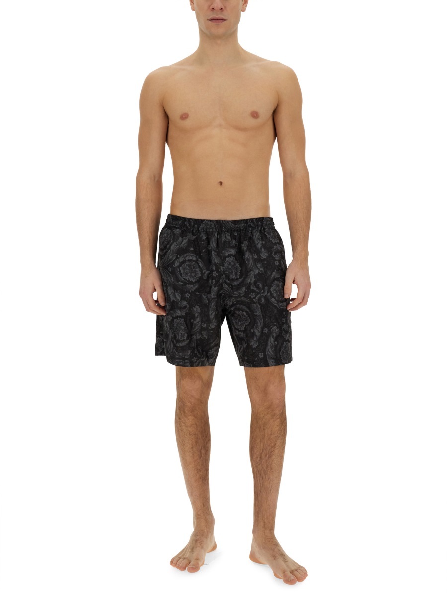 VERSACE VERSACE BAROCCO-PRINTED REVERSIBLE DRAWSTRING SWIM SHORTS
