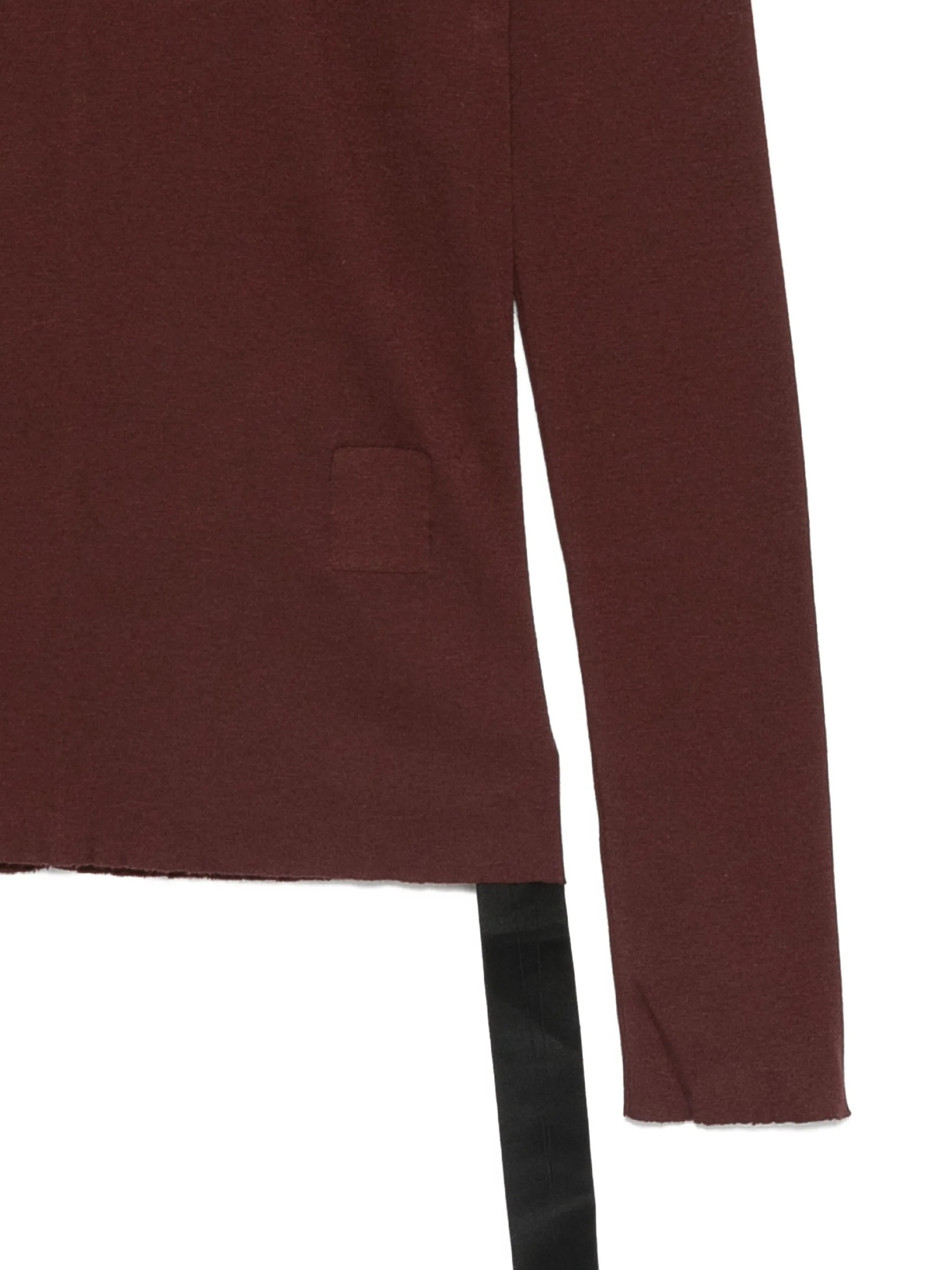 Rick Owens Drkshdw Asymmetric Hem Long Sleeve Ribbed Top In Red