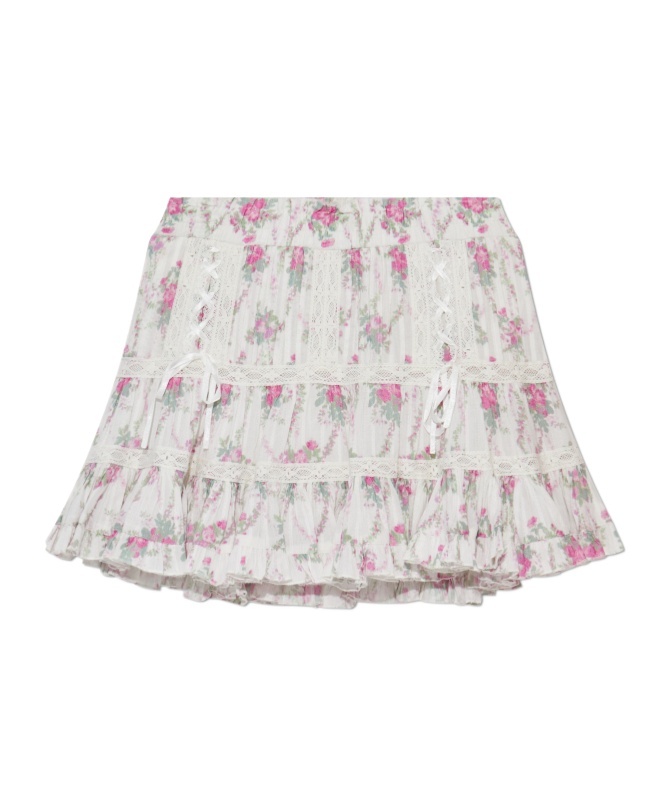 Loveshackfancy Rose-print Mini Skirt