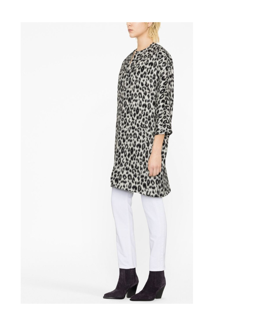 Isabel Marant Leopard-print Zip-up Coat In Black