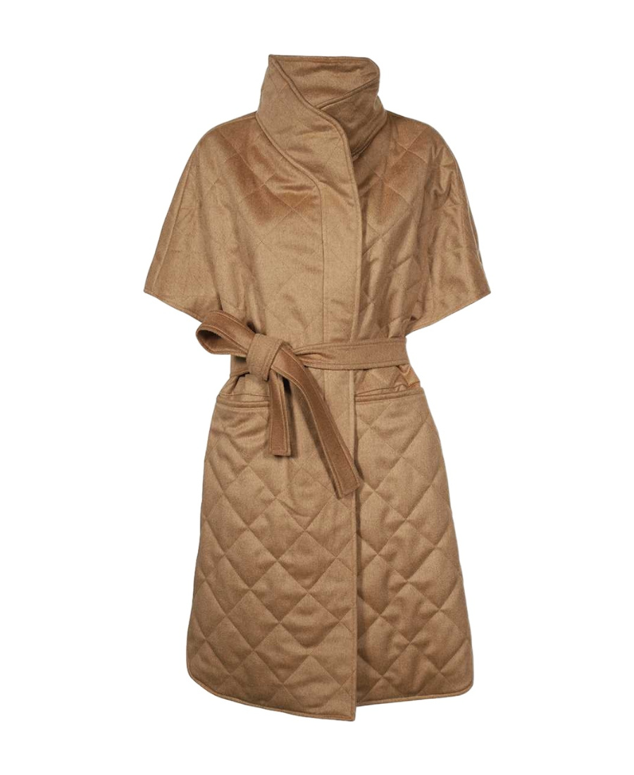 Max Mara Straddle Short-sleeved Coat In Brown