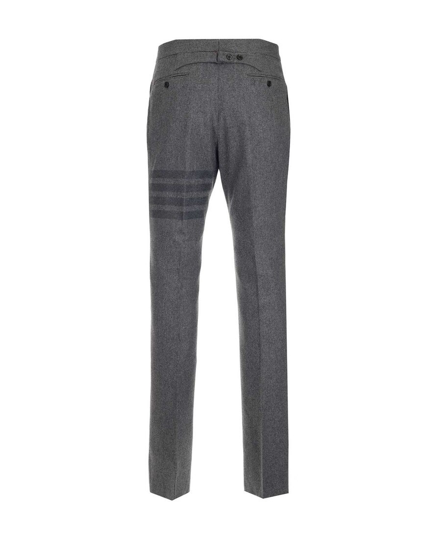 Thom Browne Tonal 4-bar Flannel Trousers In Black