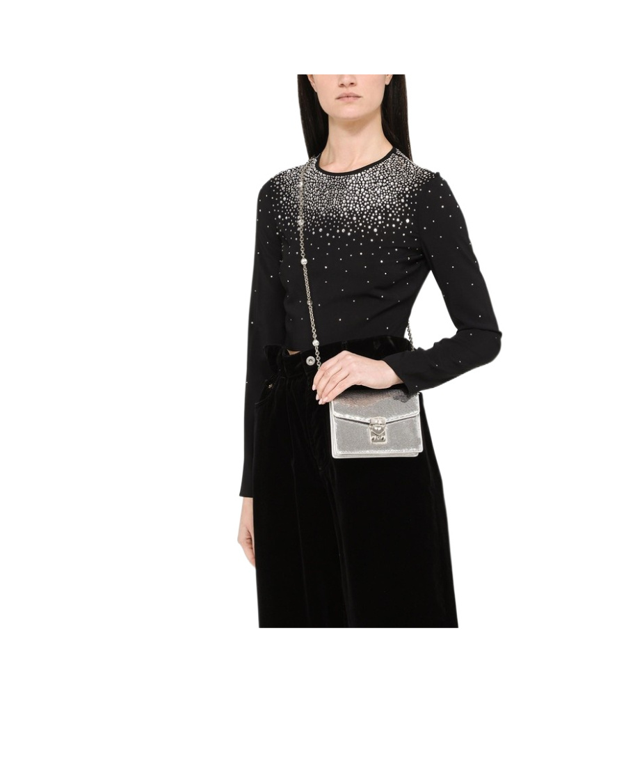 Miu Miu Confidential Sequin-embellished Leather Bag In Gray