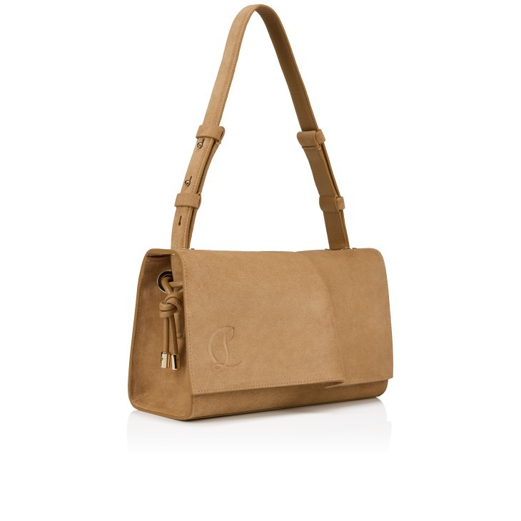 Christian Louboutin Baggy Foldover Top Small Shoulder Bag In Brown