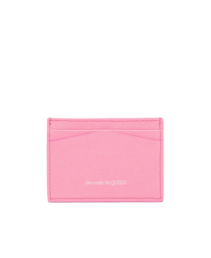 Alexander Mcqueen Skull Leather Card Holder In Pink