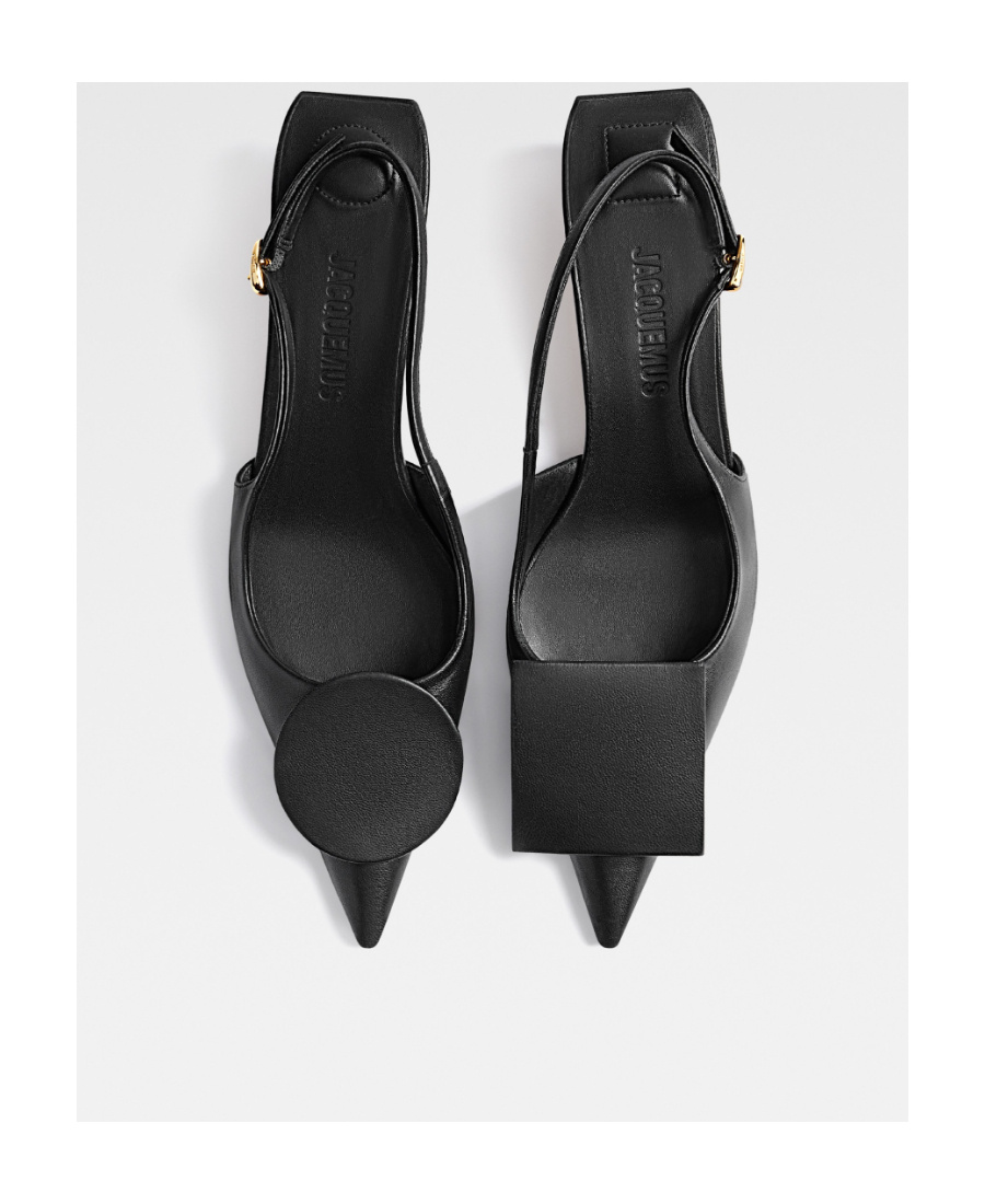 Shop Jacquemus Circle Square Kitten Slingbacks In Black