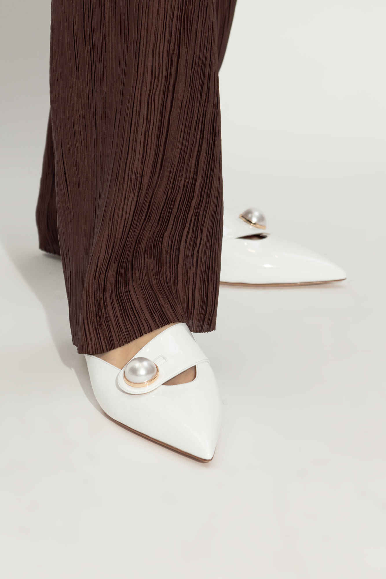 Casadei Blade Pointed Toe Mules In White